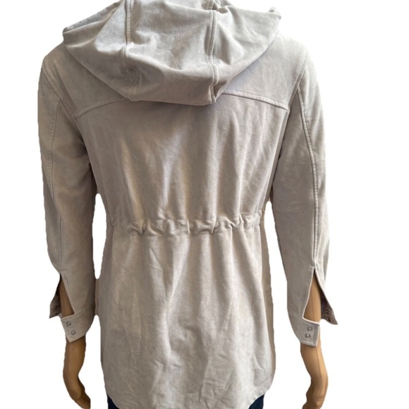 Zara TRF Collection Women Drawstring Hooded Anorak Jacket Light Gray Cream S - Picture 3 of 6